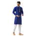 All Over Thread Work Pattern With Contrast Color Border Neck Design Men Royal Blue Color Punjabi (NS76)